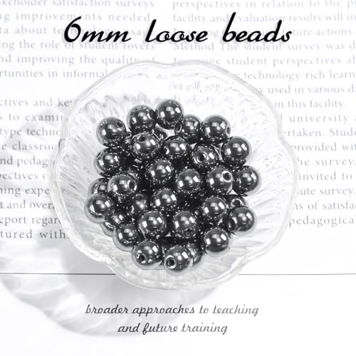 6mm Black Lava Natural Gemstone Beads for Jewelry Making - 60-62pcs