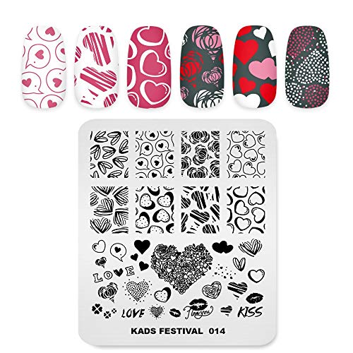 KADS Valentine's Day Nail Art Stamping Plate Love Heart FE014