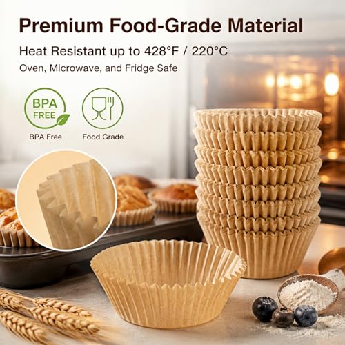 Non-Stick Cupcake Liners - Greaseproof Baking Cups, 200 Pack