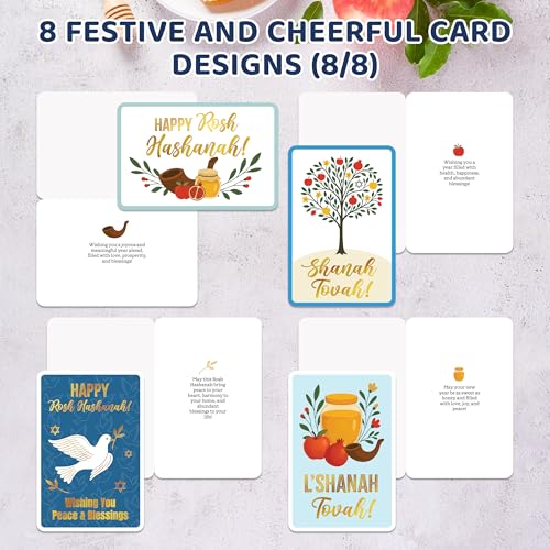 24 Pack Gold Foil Rosh Hashanah Greeting Cards - 4x6in