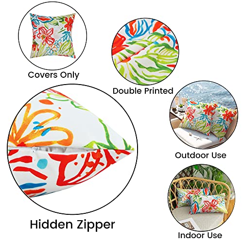 Merrycolor Pack of 2 Floral Outdoor Pillow Covers 18x18 Waterproof