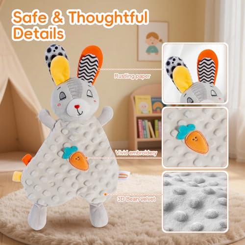 Ultra-Soft Rabbit Baby Security Blanket - Plush Lovey for Newborns