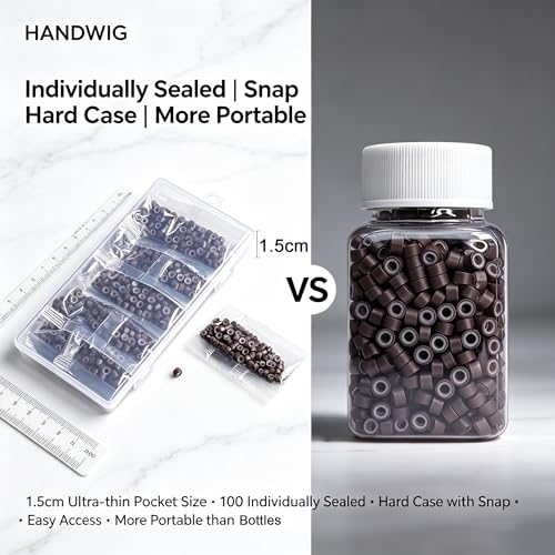 HandWig 500PCS 5mm Micro Ring Beads for Hair Extensions Brown