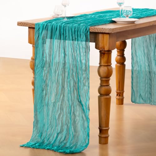 Teal Green Cheesecloth Table Runner - 35" x 120" for Weddings & Parties