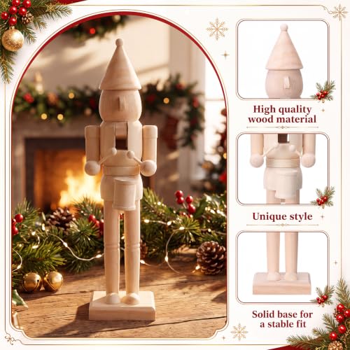 Christmas Nutcracker Drummer DIY Painting Kit - Unfinished Wooden Figures with Paints & Brushes (6 Sets, 15 Inch)
