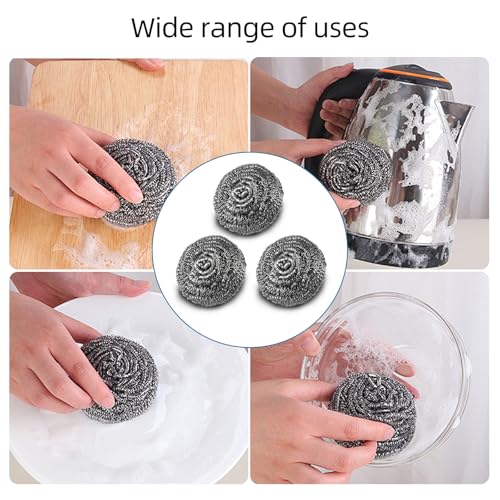 12 Pack Stainless Steel Wool Scrubber Pads for Effective Cleaning