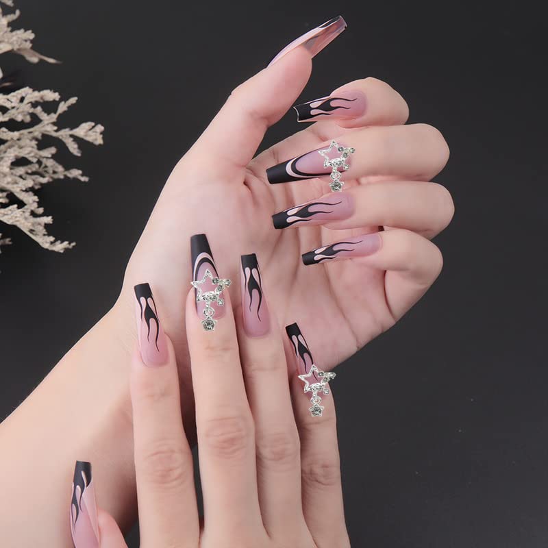 Kachimoo 3D Star Nail Charms, 20-Piece Rhinestone Alloy Nail Art Jewels