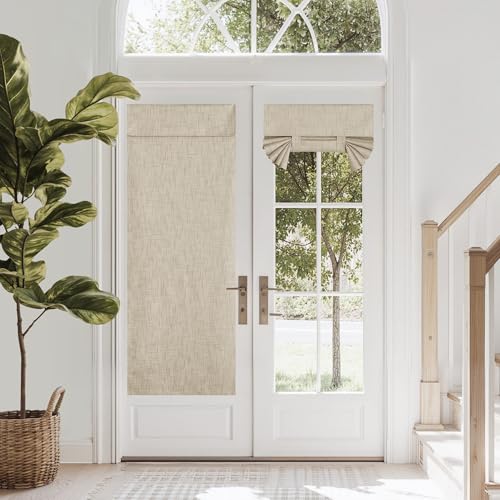 Linen Blackout Door Curtains - 26x72 Inches, Taupe, Insulated