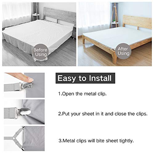 Foloda Adjustable Bed Sheet Fasteners - Triangle Elastic Gripper Straps