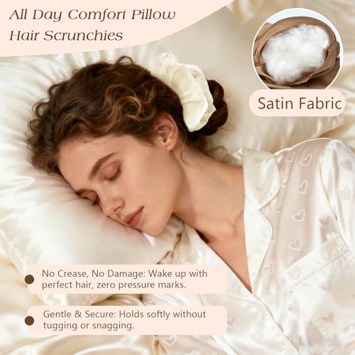 Bessrung Large Satin Hair Scrunchies 6-Pack - Damage-Free Soft Hair Ties