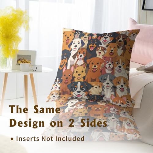 18x18 Cartoon Dog Pillow Covers Set of 2 - Ultra-Soft & Hypoallergenic
