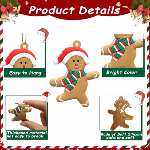 12PCS Gingerbread Man Ornaments - Cute Christmas Tree Decorations