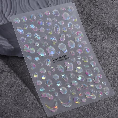 SIMAYKUWA 3D Holographic Bubble Nail Stickers - Summer Cute Designs 2 Sheets