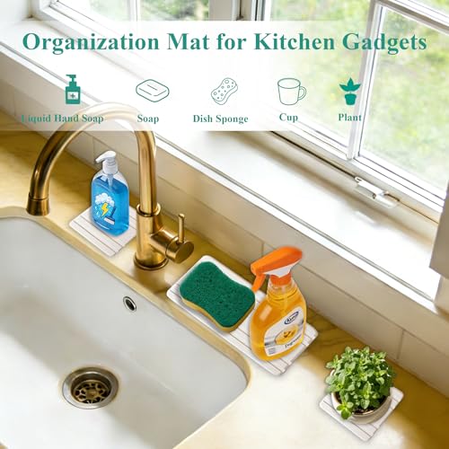 Mucco 3-Piece Quick-Drying Diatomite Stone Sink Tray - White