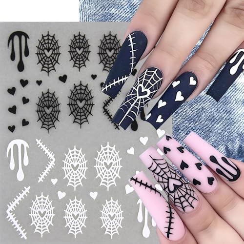 8 Sheets Halloween Spider Nail Art Stickers Self-Adhesive Ghost Decals