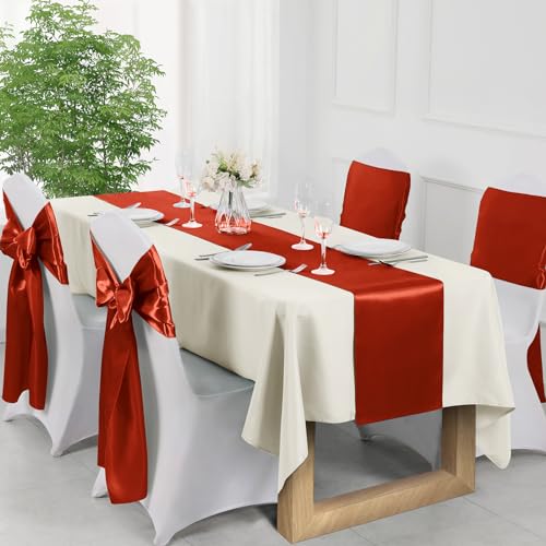 Manyshofu Rust Satin Table Runner 12x108 Inch 4 Pack