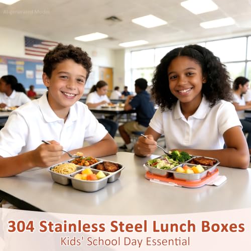 Qtencas Stainless Steel Bento Box - 4 Compartment Snack Container, 1-Pack