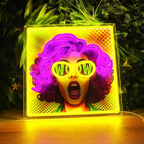 Pink Pretty Girl Neon Sign UV Print Dimmable LED Light for Bedroom Decor