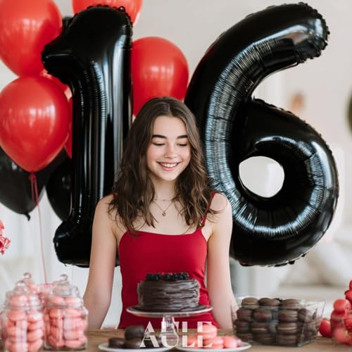 AULE 40 Inch Black Number Balloon 1 - Jumbo Foil for Parties