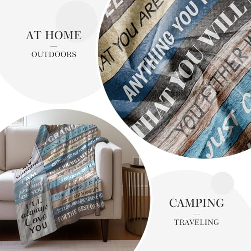 60x50 Blue Grandson Throw Blanket - Birthday & Graduation Gift from Grandma