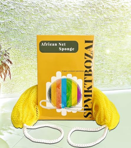 Authentic African Exfoliating Net Sponge - Yellow Shower Bath Body Scrubber