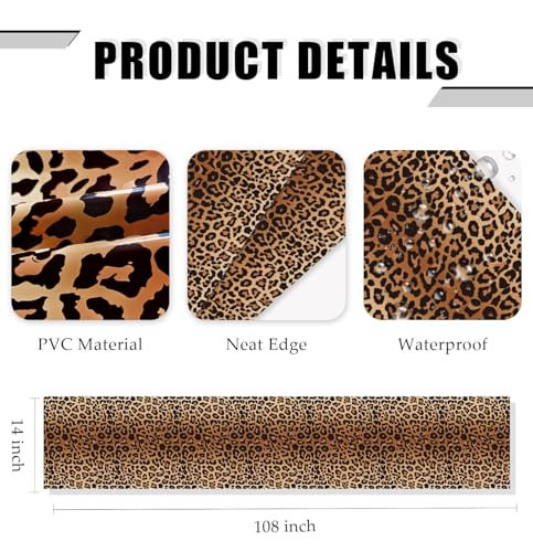 Leopard Print Table Runner - 6 Disposable Plastic 14x108 Inch for Parties
