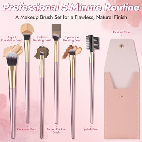 HEYOTECK 6Pcs Professional Makeup Brush Set Soft Synthetic Face Brushes