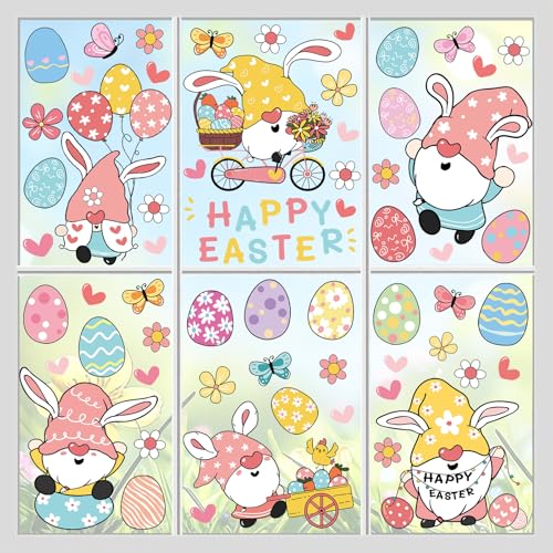 LeeLoon 124 PCS Easter Window Clings Double-Sided Spring Glass Stickers