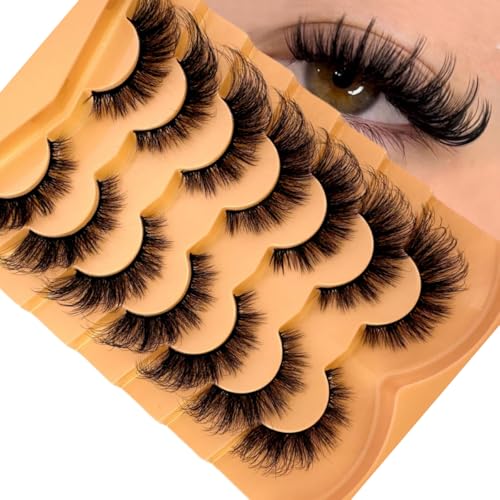 7 Pairs Wispy False Eyelashes Fluffy Faux Mink Strip Lashes