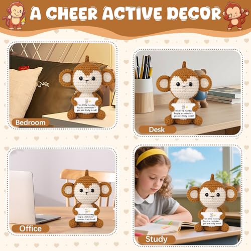 Positive Monkey Crochet Stuffed Animal for Emotional Support