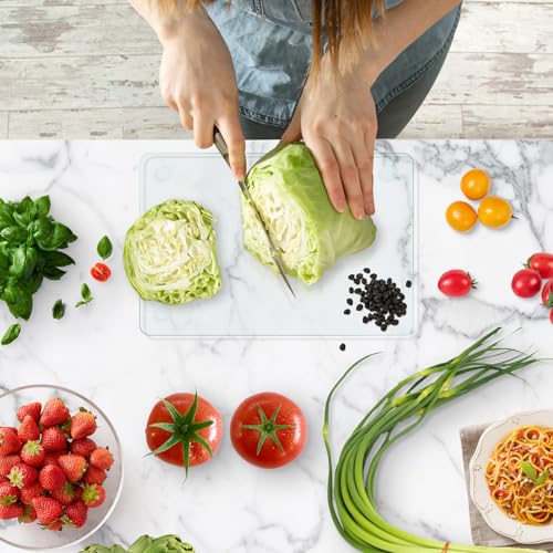 KimiDitt Tempered Glass Cutting Board, 12x8 Inch Small Kitchen Chopping Mat