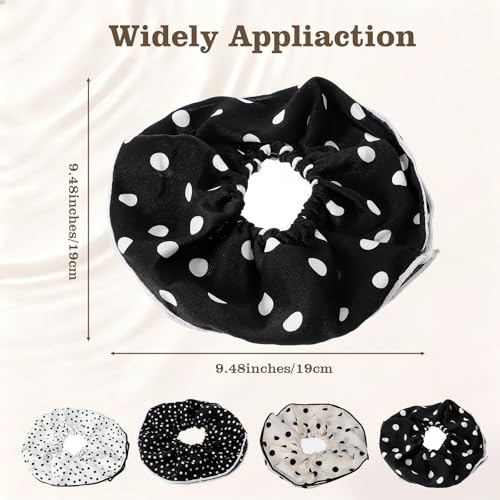 FNANJWQ Oversized Polka Dot Hair Scrunchies 4-Pack Large Hair Ties