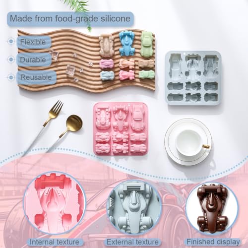 2 Pack Racing Car Silicone Molds for Chocolate & Cake Baking
