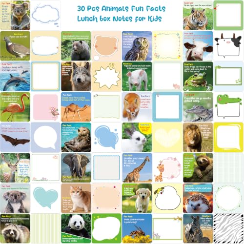 90 Pack Lunch Box Notes for Kids - Animal Jokes, Fun Facts & Encouragement