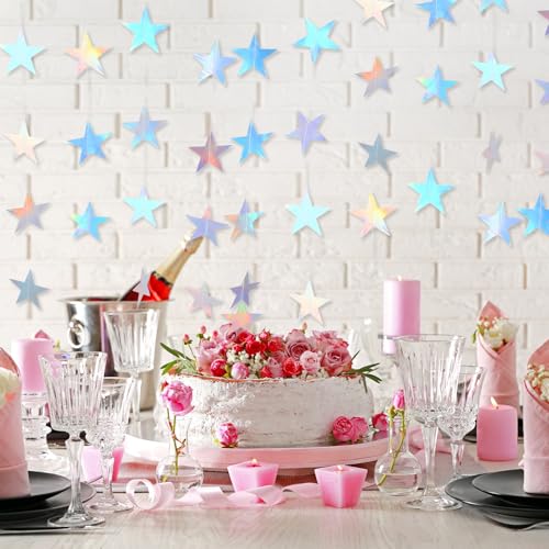 Iridescent Star Garland - 40ft Shimmering Party Decoration