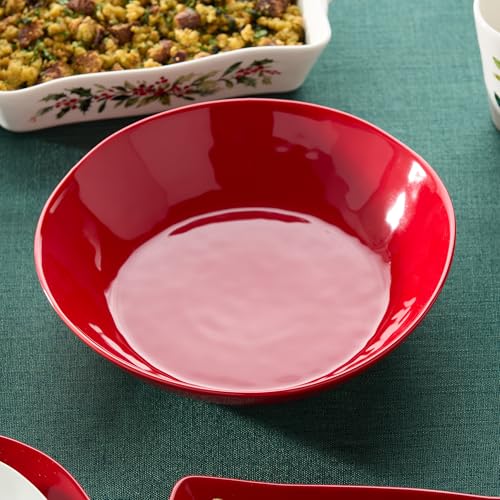 Festive Red Stoneware Serving Bowl for Christmas Entertaining – Dishwasher & Microwave Safe