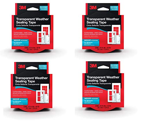 3M Transparent Weather Sealing Tape - Energy Saving, 4 Rolls