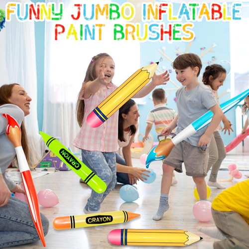 6 Pcs Inflatable Giant Paint Brush & Crayon Balloon Set