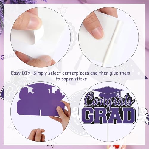 2026 Graduation Party Centerpiece Sticks - 24 Pack Table Toppers