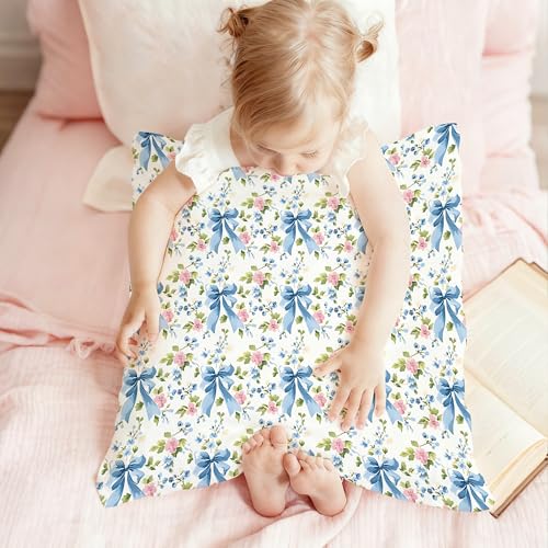 Coquette Blue Floral Pillow Covers 18x18 - Soft Flannel Decor