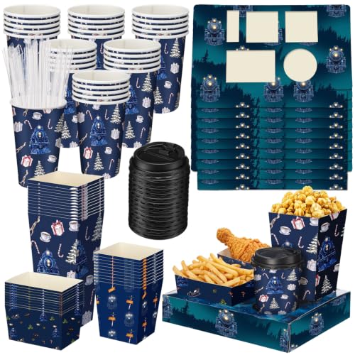 Christmas Movie Night Snack Trays Set - Train Theme Party Supplies, 25 Pieces