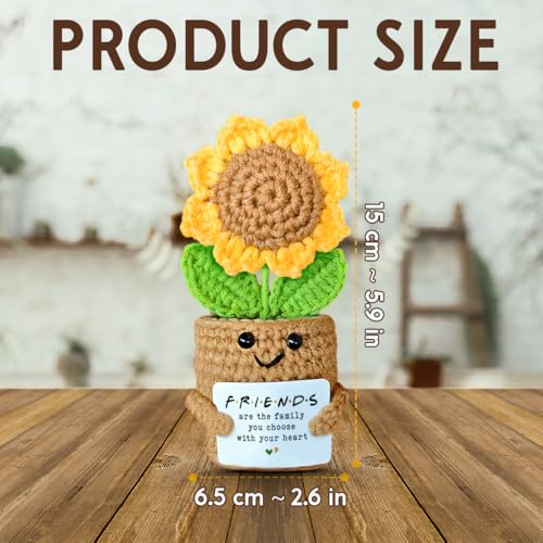 Handcrafted Mini Sunflower Crochet Gift for Friends & Besties