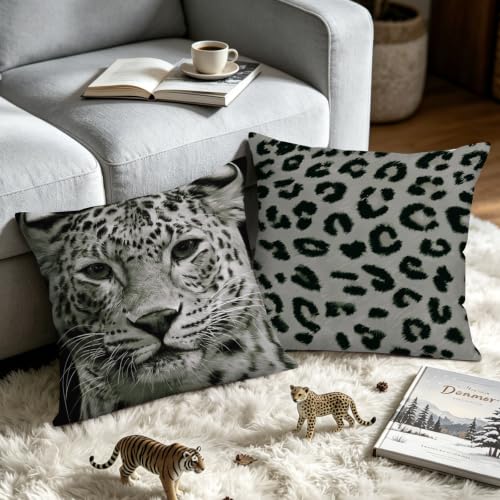 Cozzsnuge Animal Print Velvet Throw Pillow Covers, 18x18 Inch Set of 2