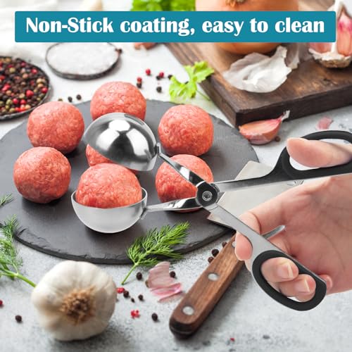 AHIER 2PCS Black Non-Stick Meatball Maker with Detachable Handles