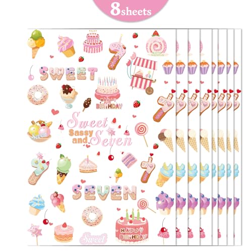 INCOK Sweet Saassy and Seven Temporary Tattoos - 200+ Ice Cream & Donut 7th Birthday Party Favors