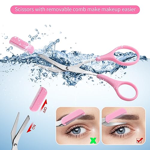 JIAKAI 3-Piece Eyebrow Trimmer Scissors with Comb and Razor