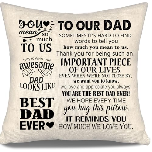 Our Dad Throw Pillow Cover, 18x18 Inch Father's Day Gift from Kids