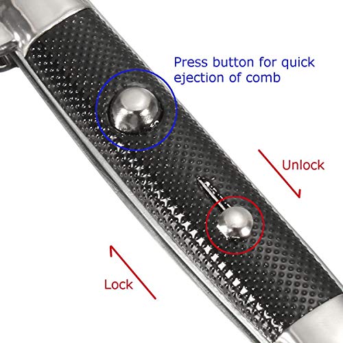 Switchblade Folding Pocket Comb 9-Inch Stainless Steel Novelty Comb