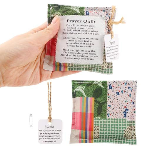 Handmade Pocket Prayer Quilt Set with Wooden Cross - 2pcs