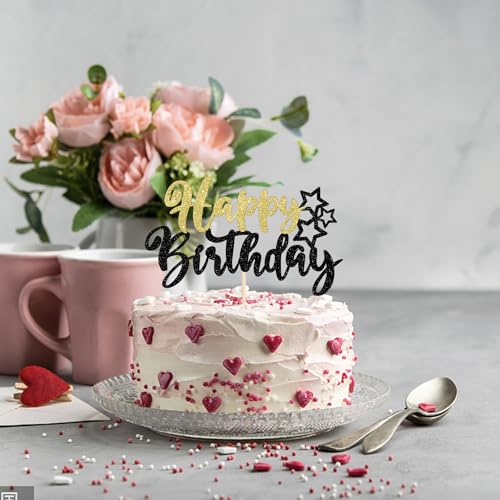 Glitter Happy Birthday Cake Topper Party Decoration Pick